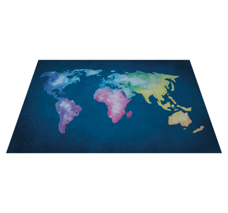 Vinyl teppich weltkarte aquarell weltkarte - TenStickers
