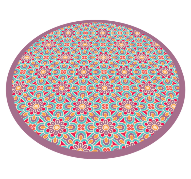 Vinyl teppich mandala mit lebhaftem blumenmuster - TenStickers