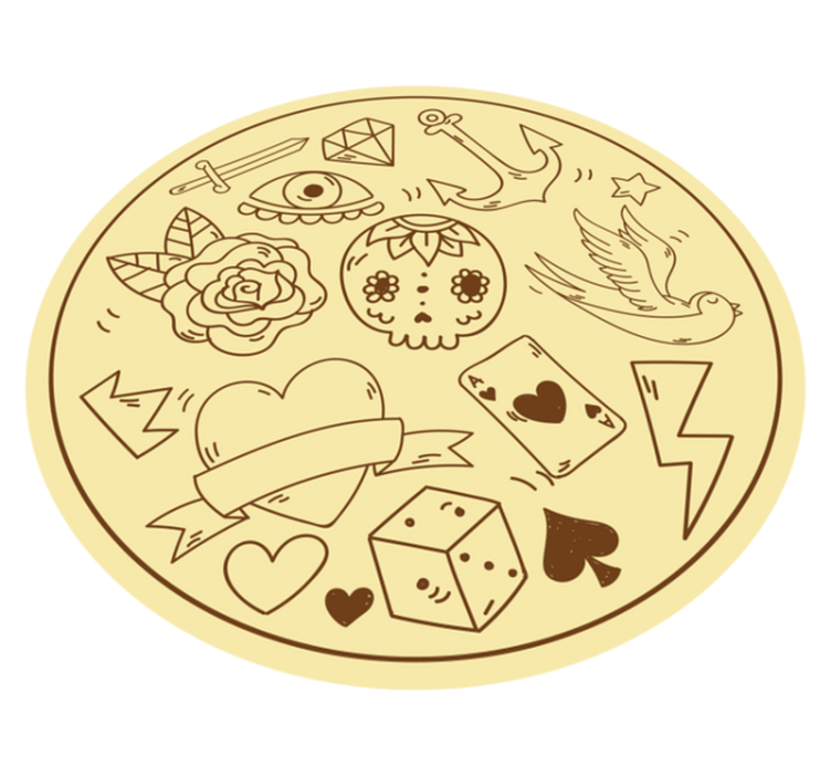 Vinyl Teppich Jugendzimmer tätowierungssymbole - TenStickers