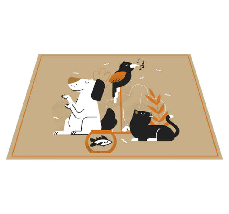 Vinyl Teppich Tiere beige haustierillustration - TenStickers
