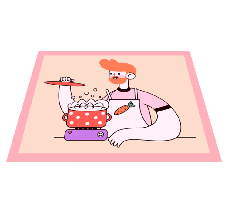 Vinyl Teppich Küche rothaariger mann beim kochen - TenStickers