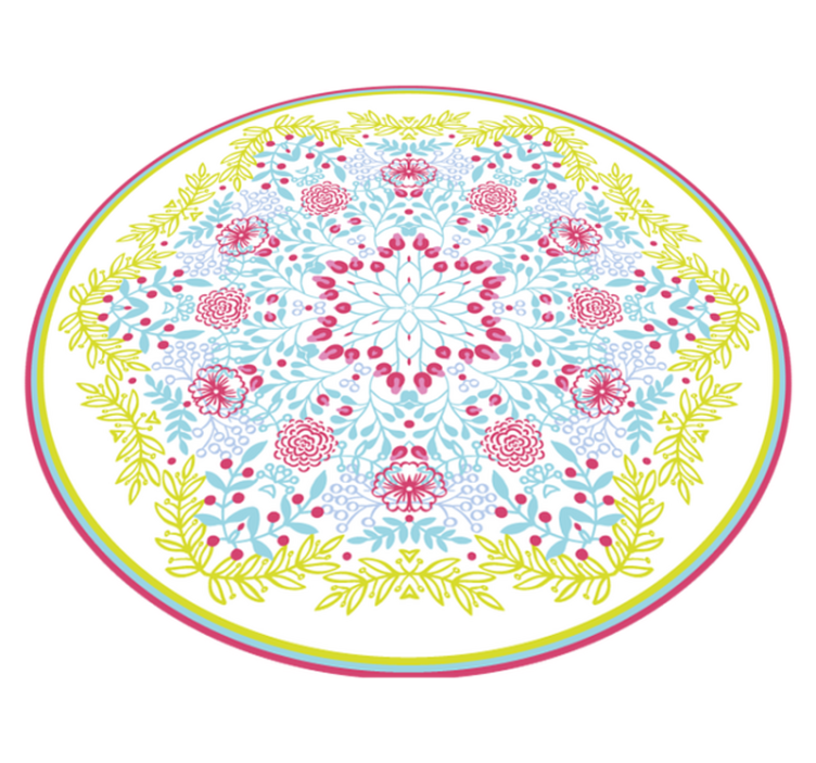 Vinyl Teppich Mandala botanisches blaues und rosa motiv - TenStickers