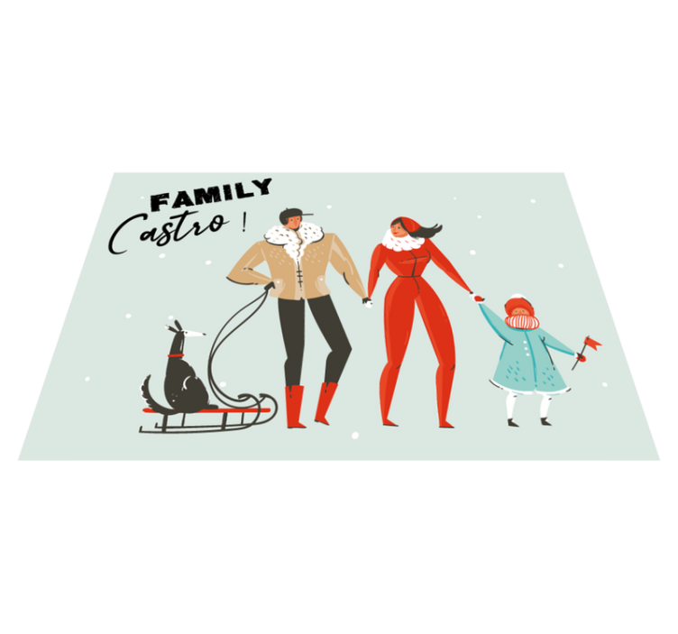 Vinyl Teppich mit Namen personalisierte winterfamilie - TenStickers