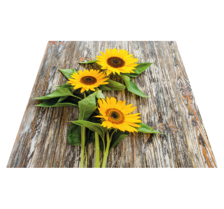 Vinylteppich Holzoptik sonnenblumenarrangement - TenStickers