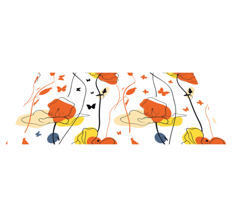 Vinyl teppich blumen mit minimalistischen schmetterlingen - TenStickers