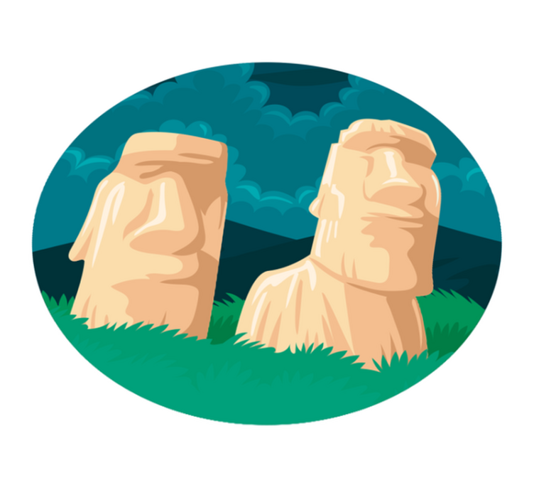 Vinyl Teppich Weltkarte silhouette der moai-statuen - TenStickers