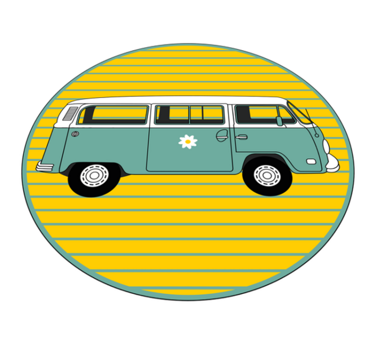 Vinyl Teppich Sterne oldtimer-van mit gänseblümchen - TenStickers