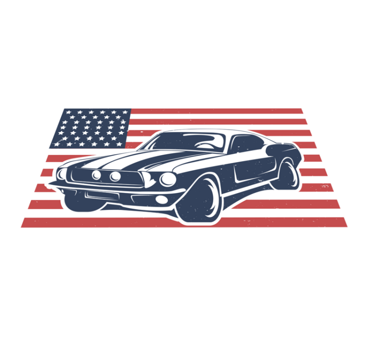 Vinyl Teppich Jugendzimmer us-flagge und auto - TenStickers