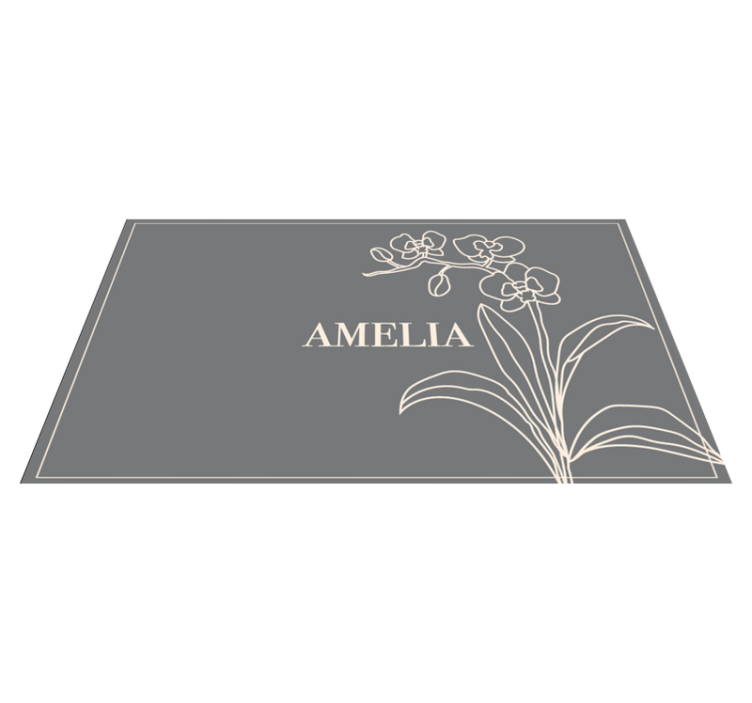 Vinyl Teppich mit Namen elegante florale personalisierte - TenStickers