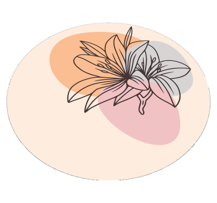 Vinyl Teppich rund lilien-blumenakzent - TenStickers