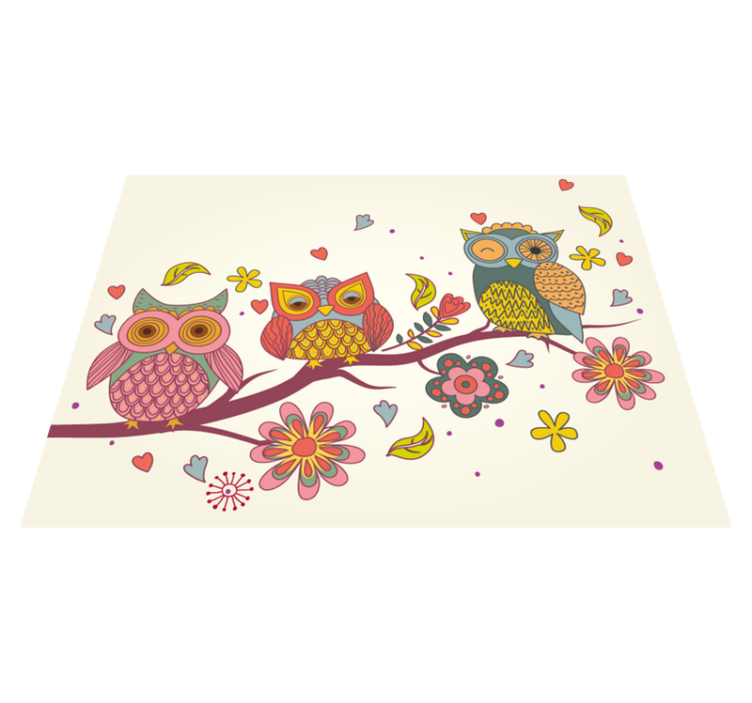 Vinyl Teppich Tiere charmantes eulentrio - TenStickers