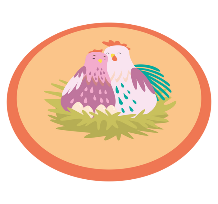 Vinyl Teppich rund charmante gefiederte freunde - TenStickers