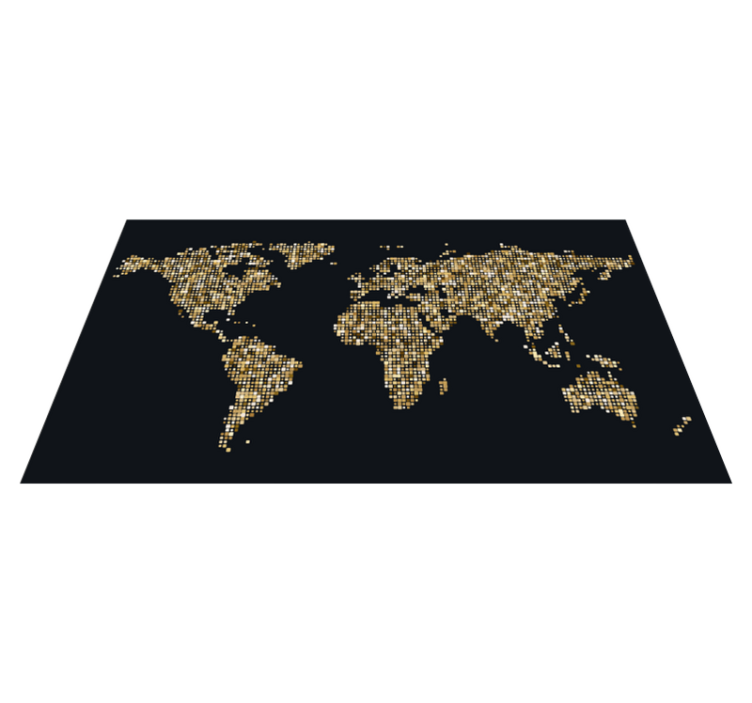 Vinyl teppich weltkarte in gold - TenStickers