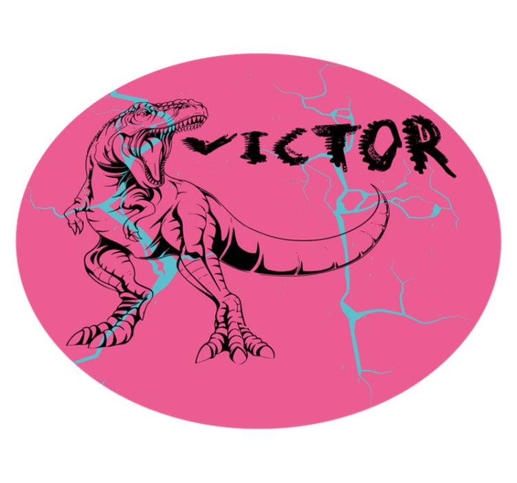 Vinylteppich kindlich rosa t-rex mit namen - TenStickers