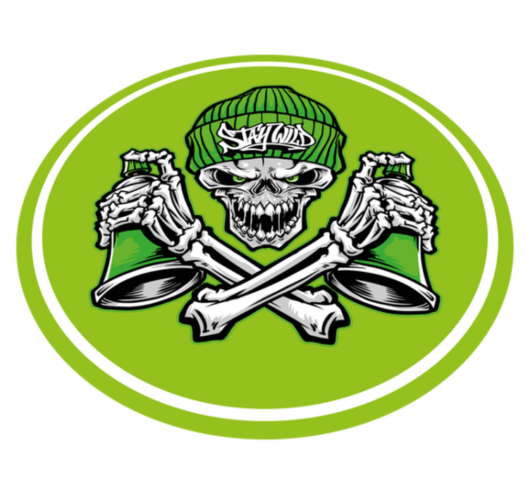 Vinylteppich modern Grüne totenkopfbrille graffiti - TenStickers