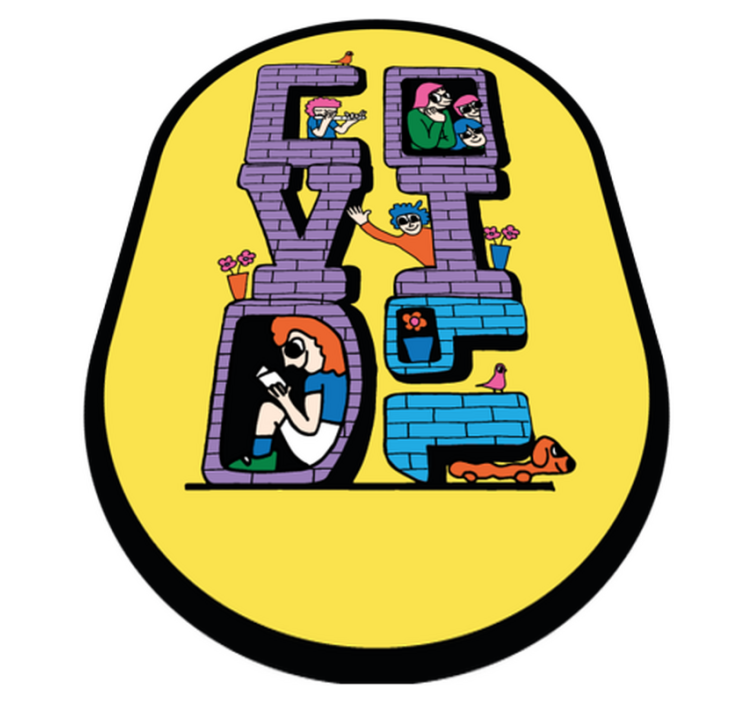 Vinylteppich kindlich covid-figuren bleiben zu hause - TenStickers