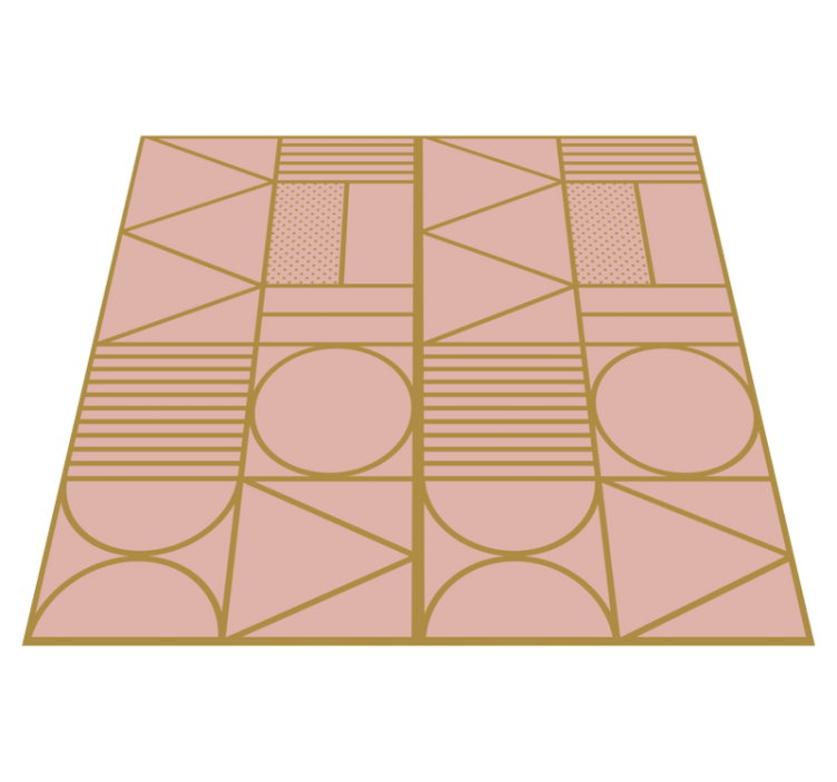 Vinyl Teppich geometrisch goldenes und rosa muster - TenStickers