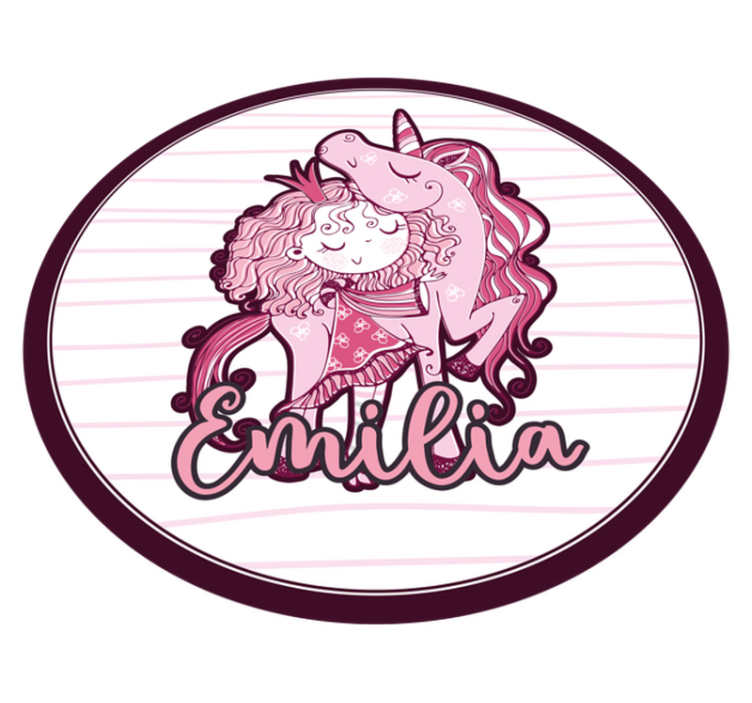 Vinyl Teppich mit Namen süßes einhorn-duo - TenStickers