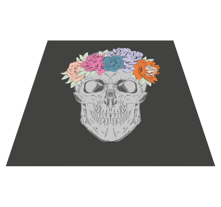 Vinyl Teppich Jugendzimmer florale totenkopfkunst - TenStickers