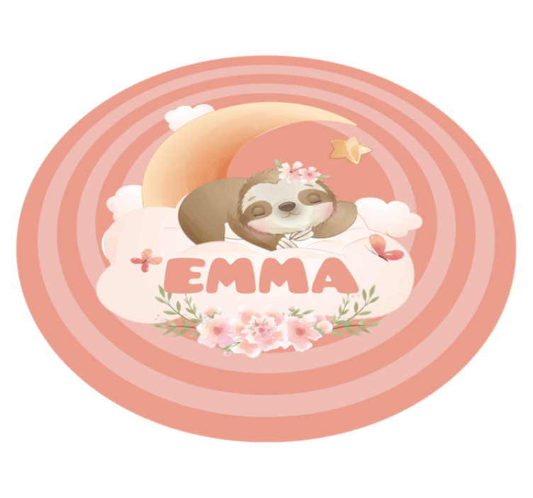 Vinyl Teppich mit Namen süßes faultier-design - TenStickers