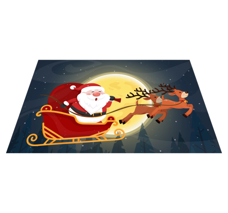 Vinyl teppich weihnachten weihnachtsmann schlittenfahrt - TenStickers