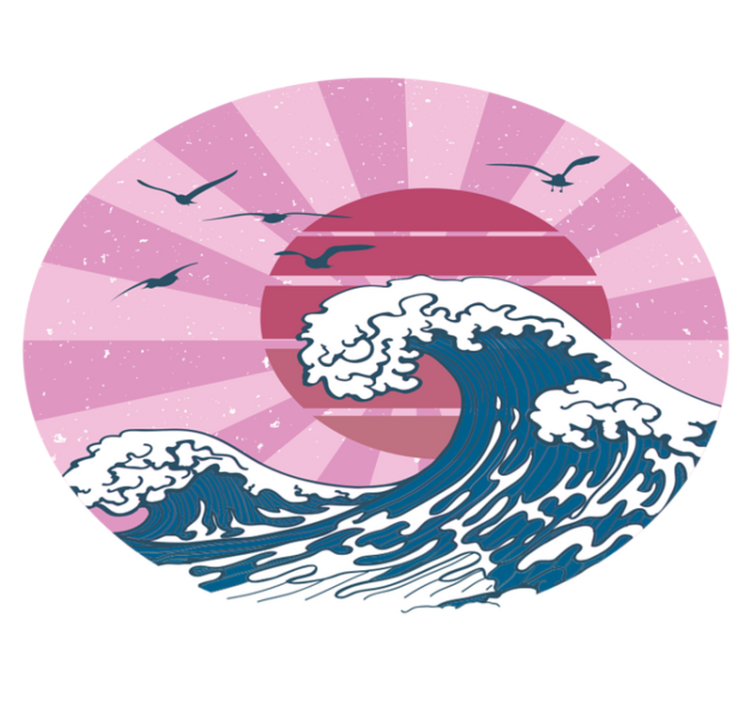 Vinyl Teppich geometrisch kanagawa rosa welle - TenStickers