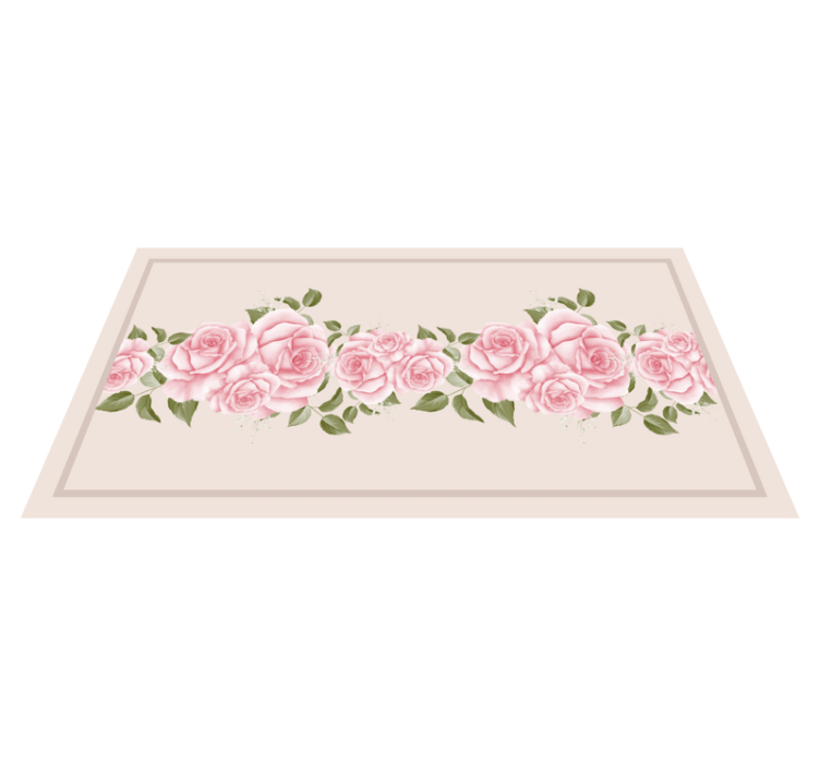 Vinyl Teppich Blumen rosa rosengrenze - TenStickers
