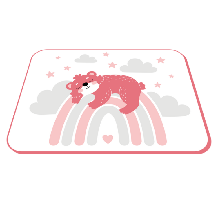 Vinyl Teppich Baby schläfriger Bär auf Regenbogen - TenStickers