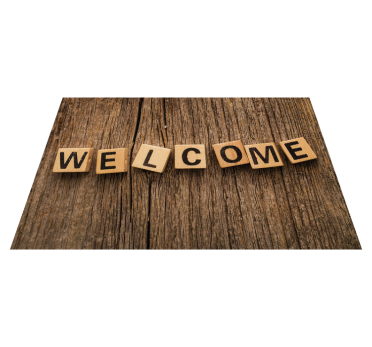 Vinyl Teppich Spruch hölzernes alphabet willkommen - TenStickers
