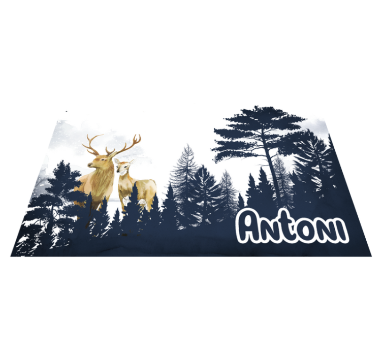 Vinyl Teppich mit Namen wald fauna silhouette - TenStickers