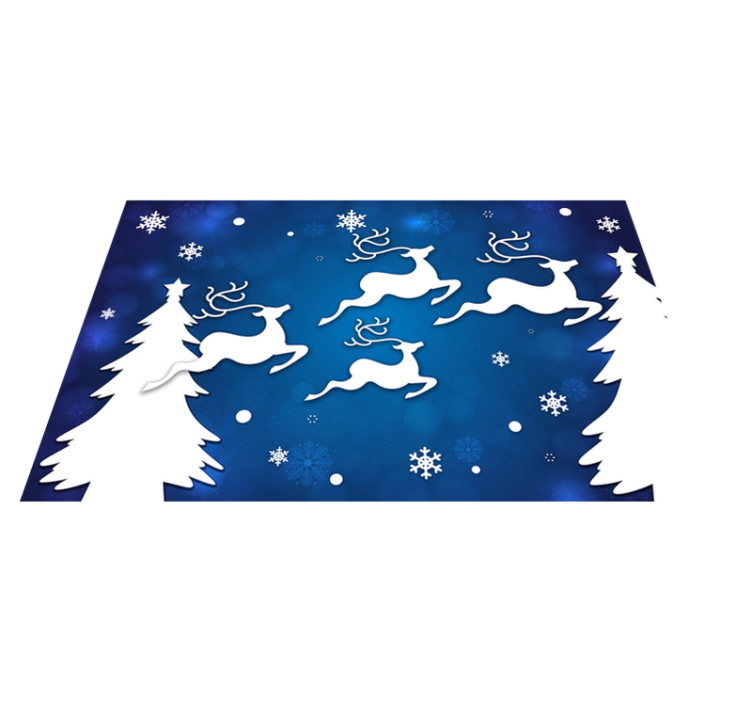 Vinyl Teppich Blau Weihnachten Rehe fliegen - TenStickers