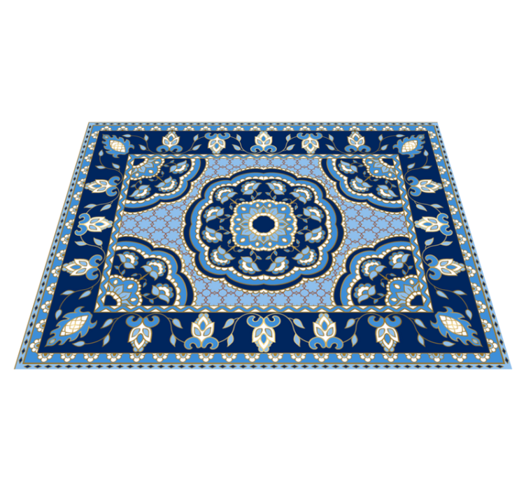 Vinyl Teppich Esszimmer orientalisches blaues design - TenStickers