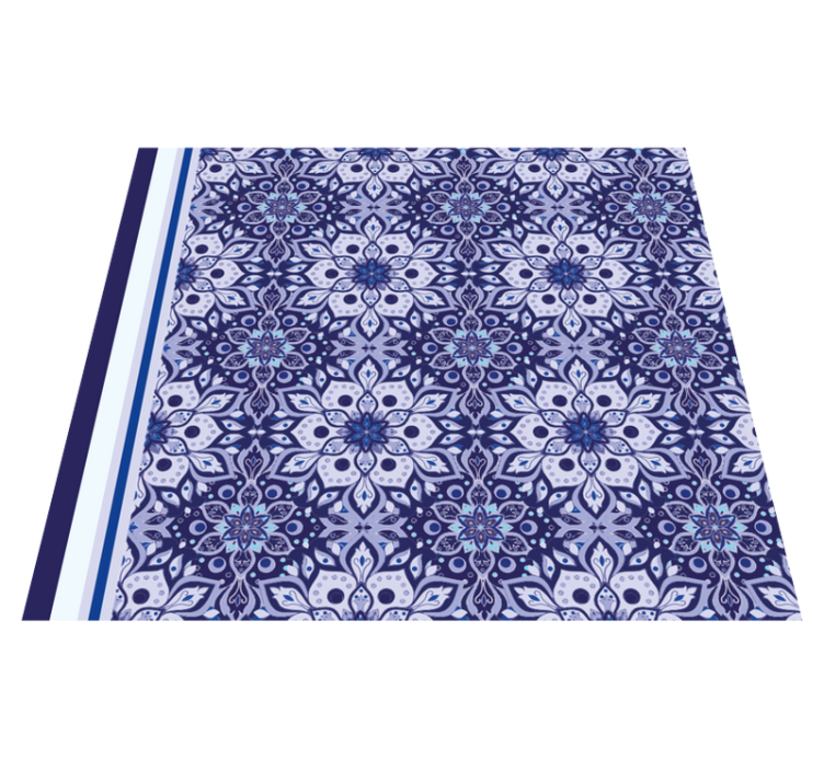 Vinyl Teppich blau vintage Blumenmuster - TenStickers