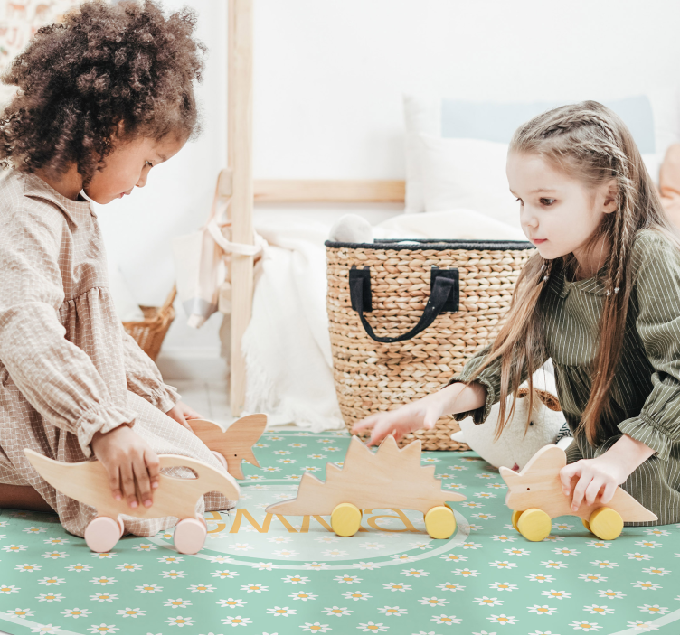 Vinyl Teppich mit Namen personalisierter gänseblümchenkreis - TenStickers