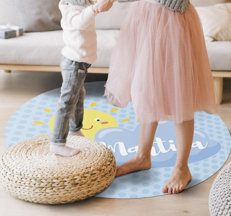 Vinylteppich kindlich sonne und wolke mit namen - TenStickers