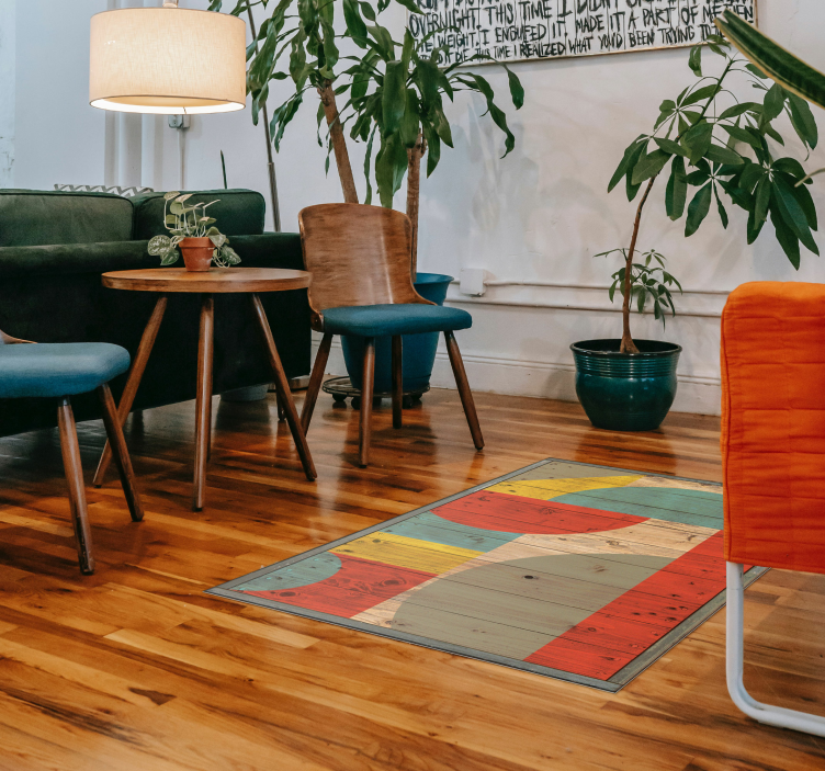 Vinylteppich Holzoptik bunte geometrische Formen - TenStickers