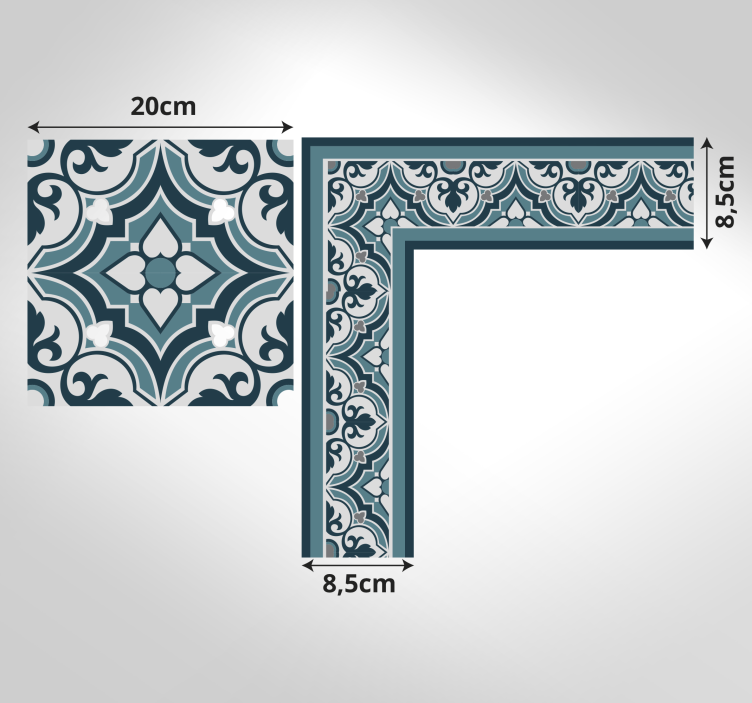 Vinyl teppich fliesenoptik elegantes blau muster - TenStickers