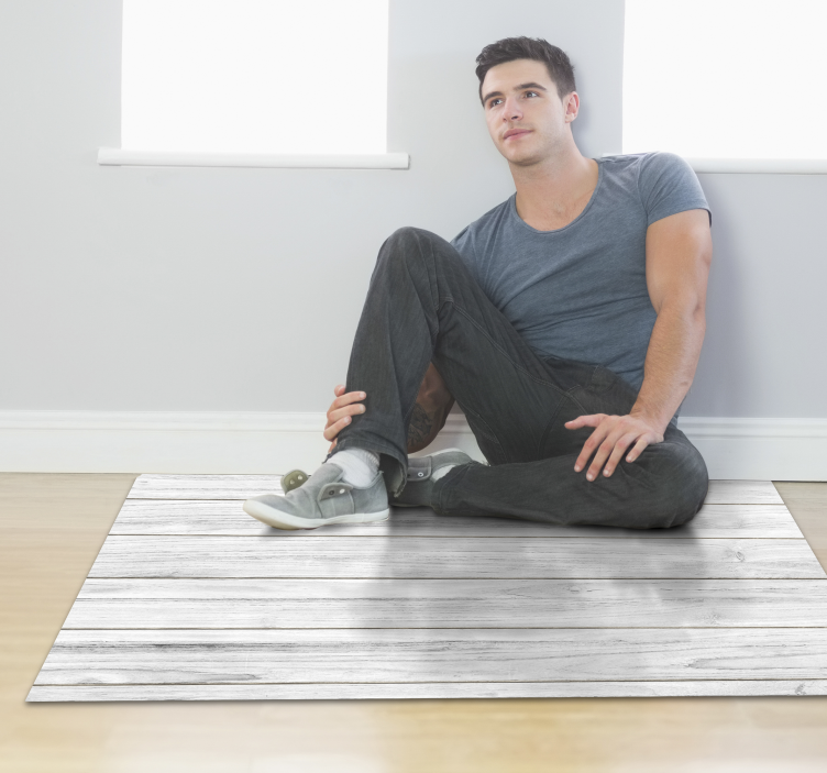 Vinyl Teppich weiß Holzoptik - TenStickers