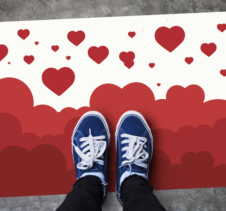 Vinylteppich rotes Herz Wolkenmuster - TenStickers