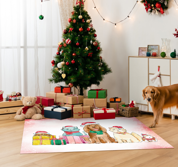 Illustration Tieren Vinyl Teppich Weihnachten - TenStickers