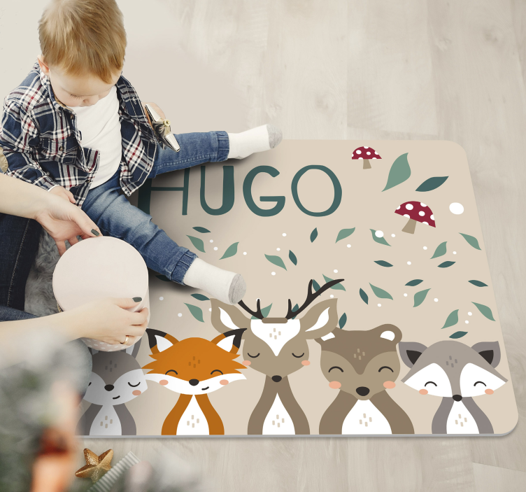 Personalisierte kleine Tiere Vinyl Teppich Kinderzimmer - TenStickers