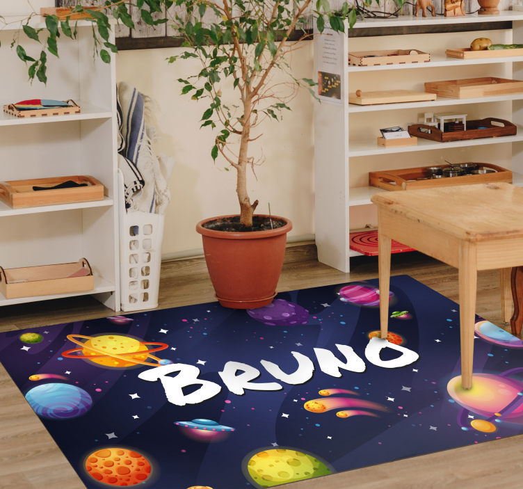 Universum und planeten vinyl teppich mit namen - TenStickers