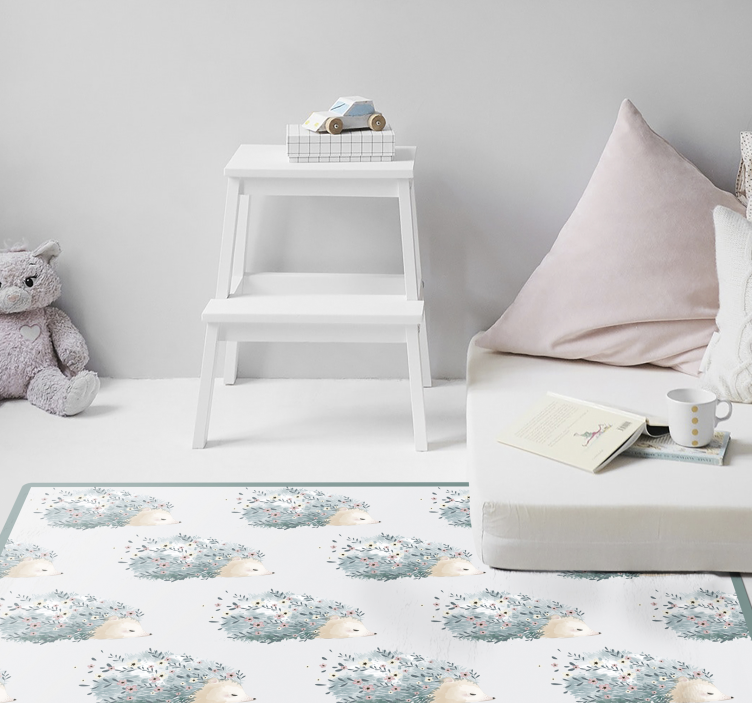 Vinyl Teppich Baby igel blumenmuster - TenStickers