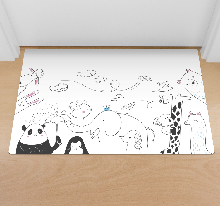 Vinyl Teppich Baby minimalistische tierfreunde - TenStickers