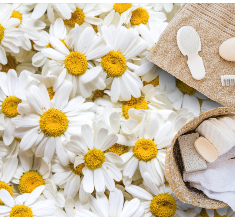 Vinyl teppich bad gänseblümchenblüten konzept - TenStickers