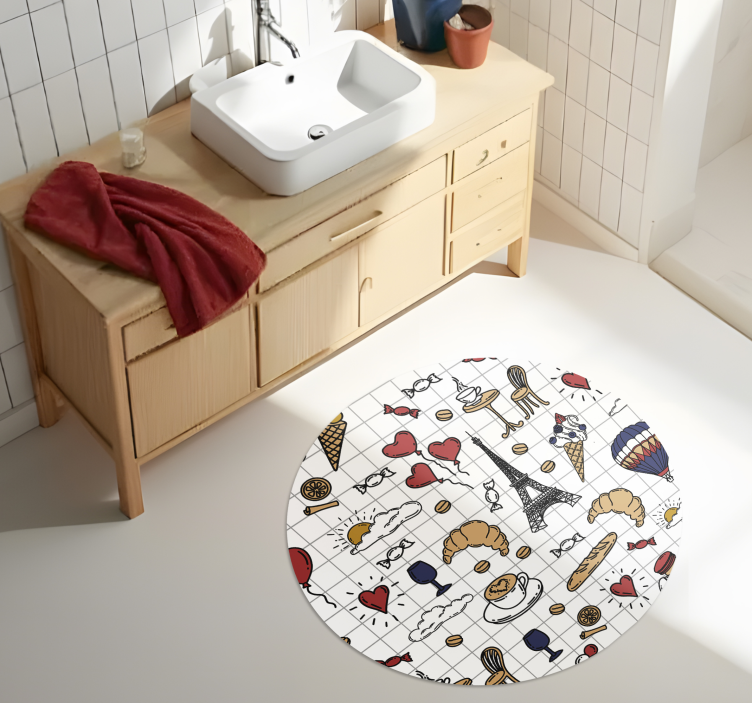Vinyl Teppich Bad minimalistisches pariser design - TenStickers