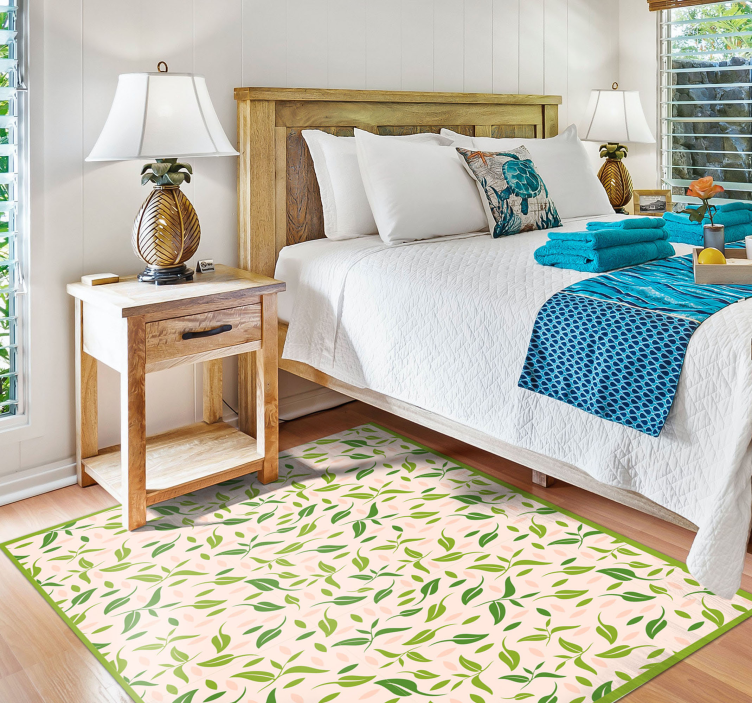 Vinyl Teppich Blumen akzente mit blättermuster - TenStickers