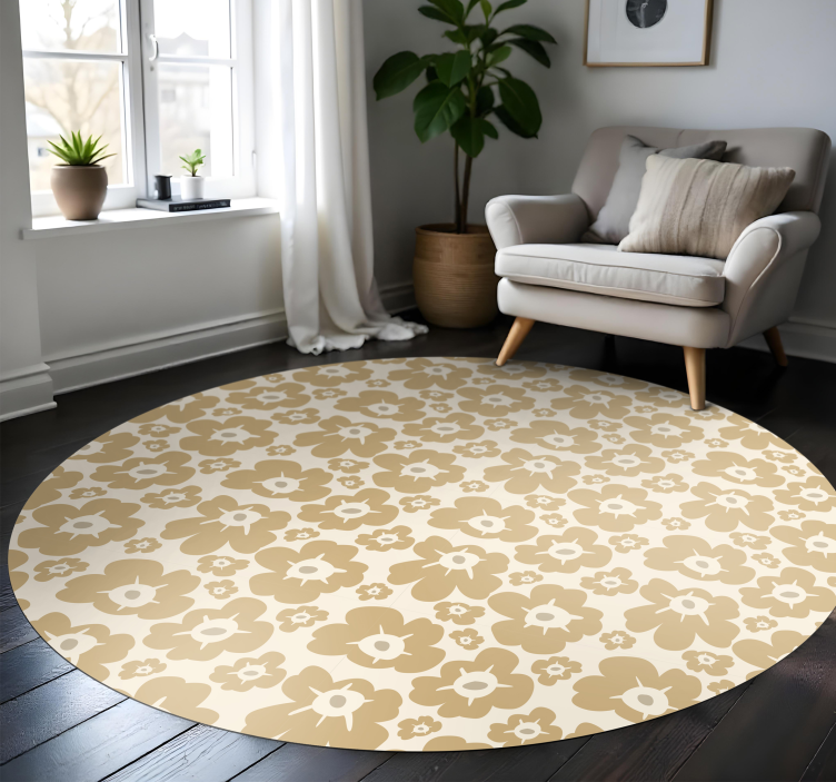 Vinyl Teppich Blumen beige mohnblumen - TenStickers