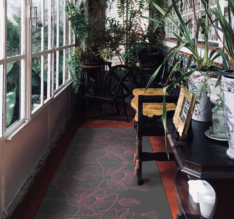 Vinyl Teppich Blumen blumenkonturskizze - TenStickers