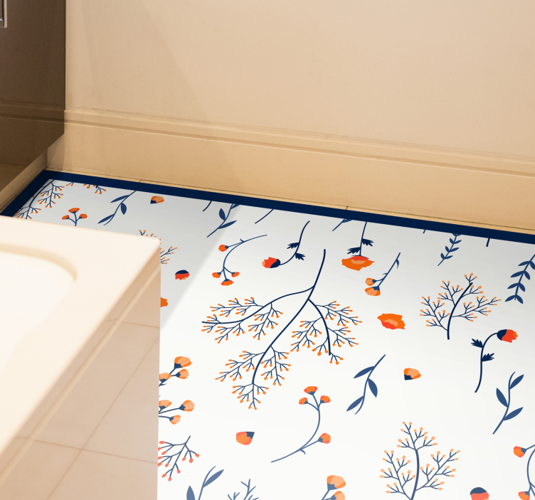 Vinyl Teppich Blumen blumenzweigmuster - TenStickers